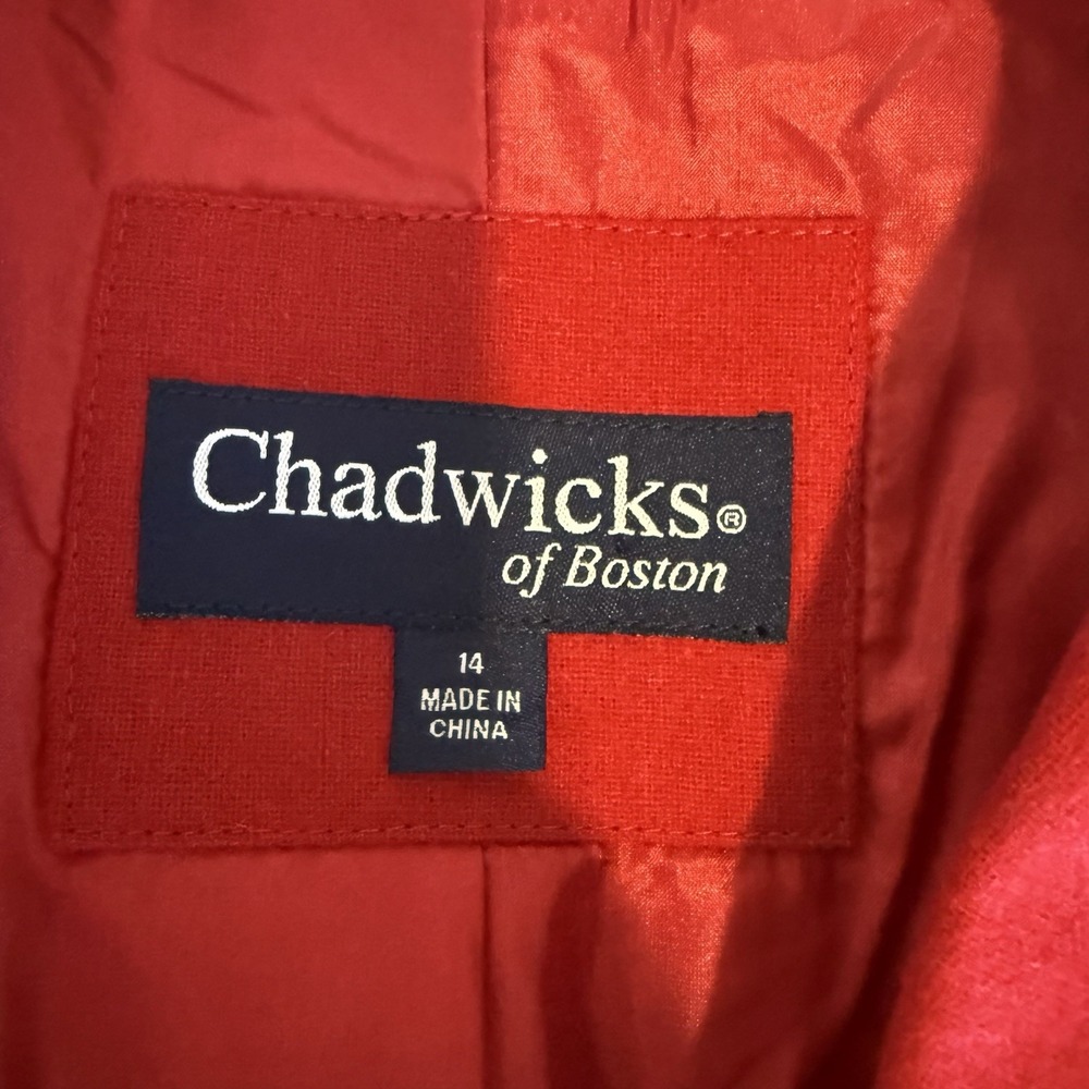 Chadwicks of Boston Red Wool Blend Blazer Women's 14 Jacket Lined Classic Career - Picture 3 of 11
